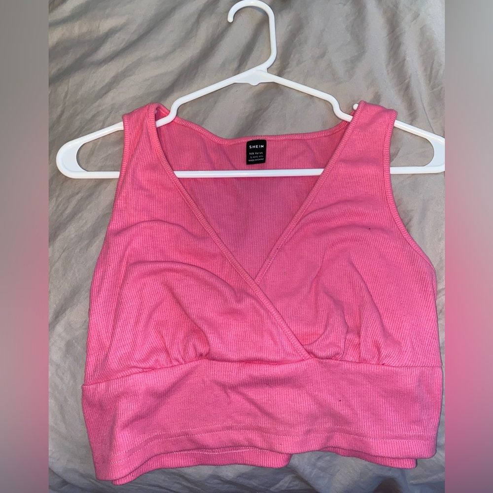 Pink shein ribbed knit tank